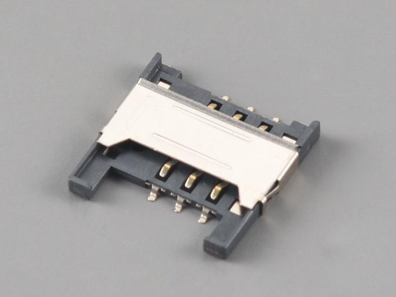 KLS1-SIM-044A 2.54mm Pitch SIM Card Connector 6 Pin H2.2mm