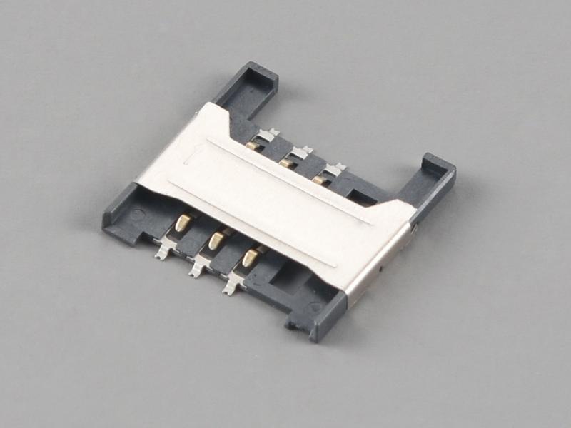 KLS1-SIM-044C 2.54mm Pitch SIM Card Connector 6 Pin H1.8mm