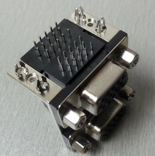 KLS1-116 HDR 3 Row High Density Dual port D-Sub Connector male female 15 pin