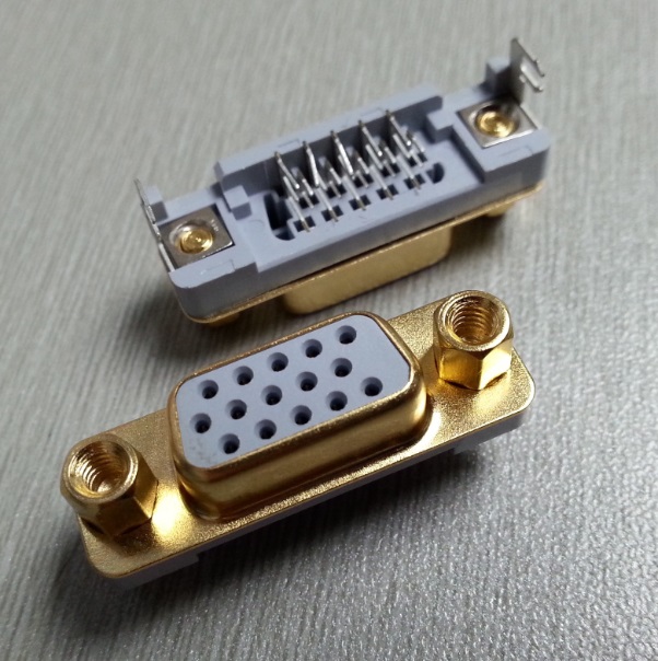 KLS1-620 HDR Slim D-SUB Connector 15 pin female Mid Mount