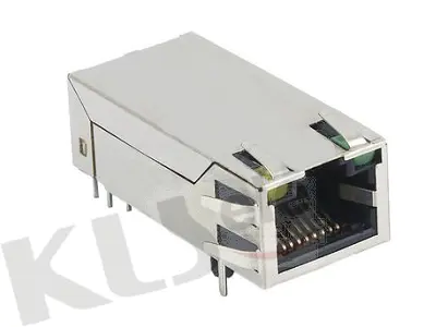 KLS12-TL005 RJ45 Modular Jack with LED/Transformer (Right PCB Mount)
