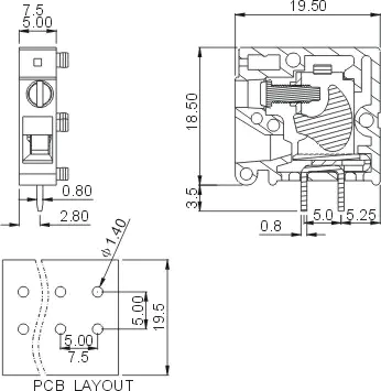 KLS2-146R-5.00 CONN TERM BLK 90DEG 5.00mm PCB
