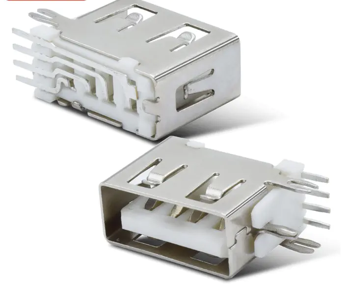 KLS1-1822 Upright dip 90 A Female USB Connector L10.0mm