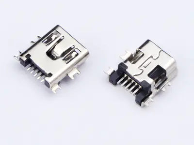 KLS1-229-5FE 5P B type R/A SMD Mini USB connector socket mid mount