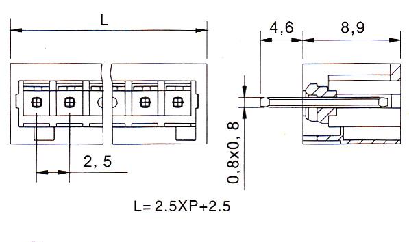 KLS2-MPV-2.50 2.50mm Solder pin holder (fail-safe)