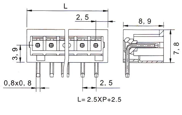 KLS2-MPR-2.50 2.50mm Solder pin holder (fail-safe)
