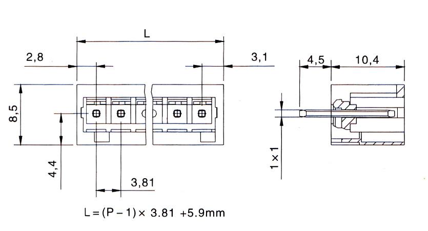 KLS2-MPV-3.81 3.81mm Solder pin holder (fail-safe)