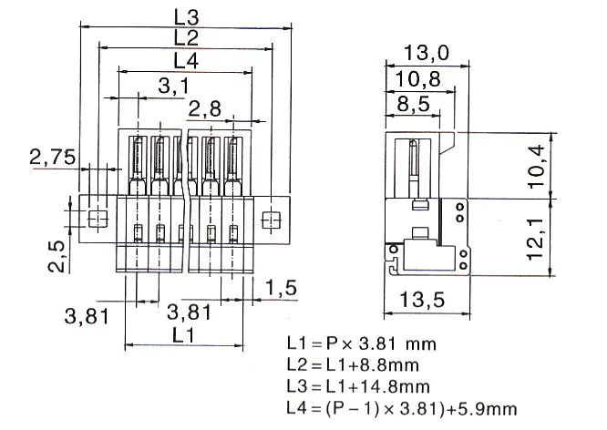 KLS2-MPKN-3.81 3.81mm Male connectors (fail-safe)