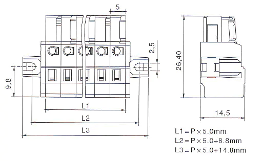 KLS2-MPKCY-5.00 MCS 5.00mm female connector with spring-cage clamp