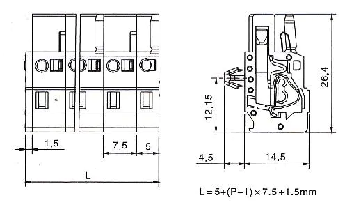 KLS2-MPKH-7.50 7.50mm Female MCS connectors
