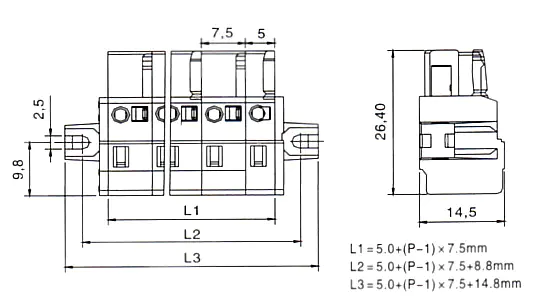 KLS2-MPKCY-7.50 MCS 7.50mm female connector with spring-cage clamp
